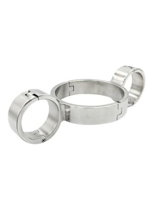 Heavy Duty Neck-Wrist Handcuffs Stainless Steel 