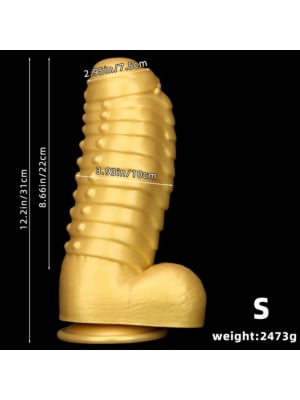 Fantasy Gold Silicone Dragon Dildo Small