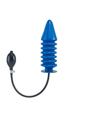 Opblaasbare Geribbelde Dildo Harde Kern - Blue XL