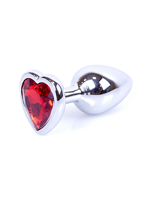 Jewellery Silver Butt Plug Heart - Red S