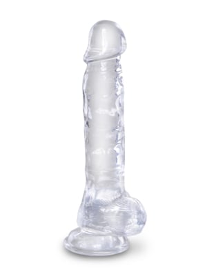 King Cock 8" Clear Cock with Balls in Clear