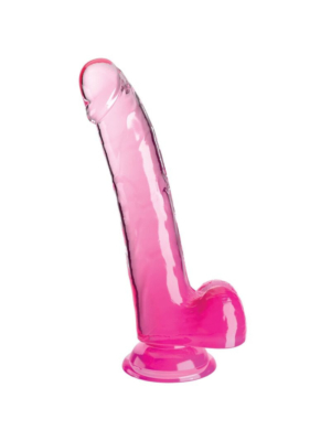 King Cock Clear 9" with Balls - Pink