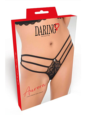 Daring Intimates Mix & Match Lace String with Straps - Black