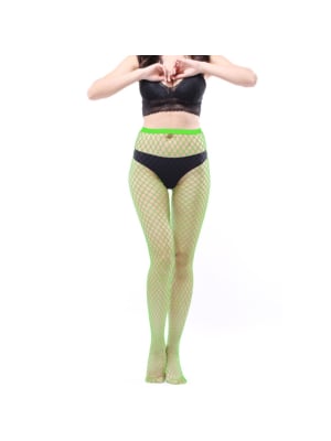 Women Sexy Mesh High Waist Fishnet- Pantyhose Neon Green
