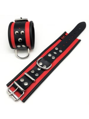 Leather handcuff - Red/ Black