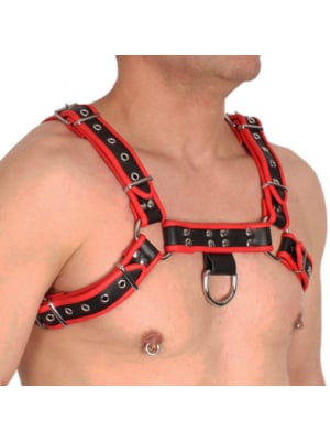 Leather Harness Black-Red - Taille  L