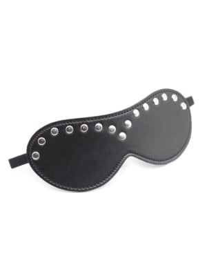 Leather Blindfold Silver Black