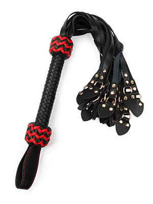 Hidden Desire Masters Real Leather Cat-o-Nine Whip - Black