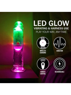 LED Vibrating Straight Cock - 6 / 15 cm - Transparent
