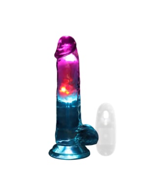LED Vibrating Straight Cock with Balls - 7" / 18 cm - Transparent