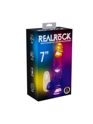 LED Vibrating Straight Cock with Balls - 7" / 18 cm - Transparent