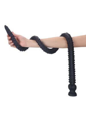 Long Black Silicone Anal Plug 100cm