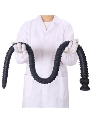 Long Black Silicone Anal Plug 80cm