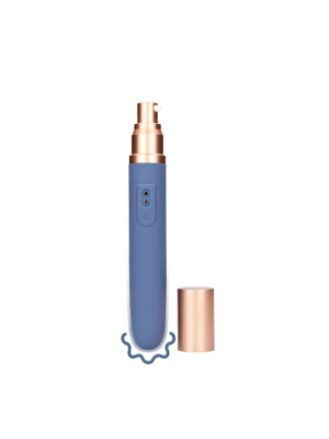 Travel Vibrator with Lube Compartment and Pump - Blue Horizon