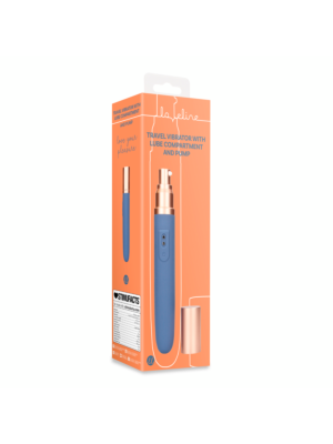 Travel Vibrator with Lube Compartment and Pump - Blue Horizon