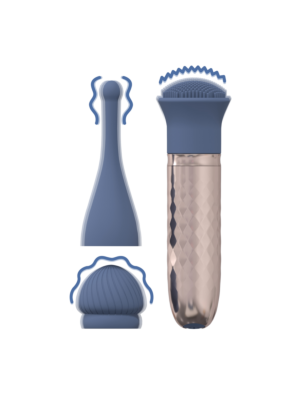 The Thrill - 10 Speed Interchangeable Vibrator - Blue