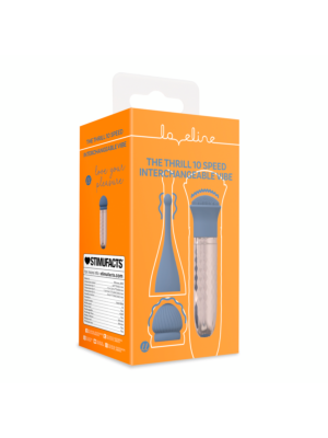 The Thrill - 10 Speed Interchangeable Vibrator - Blue