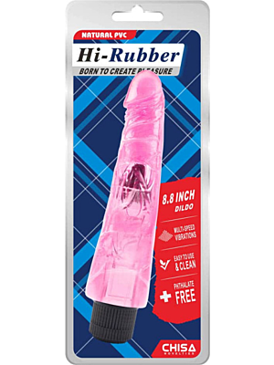 Ρεαλιστικόςμε φλέβες  Δονητής Hi-Rubber 23 εκ.- ρόζ