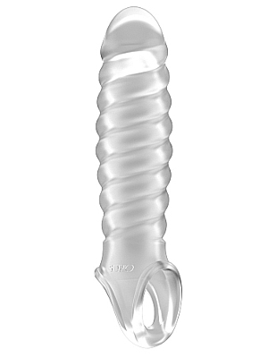 Προέκταση Πέους Sono Stretchy Penis Extension με Ραβδώσεις (Ημιδιαφανής) - Shots Media