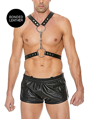 Men's Harness With Metal Bit - One Size - Black