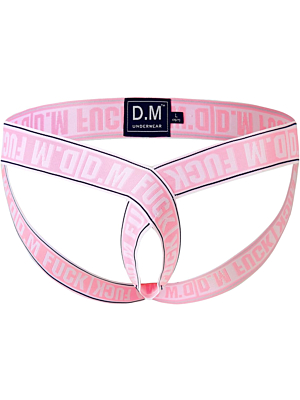 Men's Jockstrap Underwear Breathable Thong Hollow Out  G-String O-Ring Gay Low Waist Pink-S