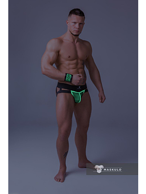 Youngero. Men's Jockstraps. Mesh Codpiece Neon Green-M