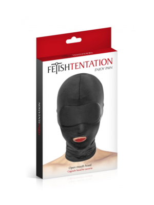 Open over the mouth fetish mask - black