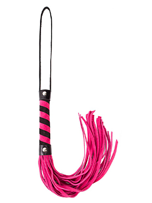Μαστίγιο Twisted Handled Leather Whip Μαύρο/Ροζ - Angel Touch
