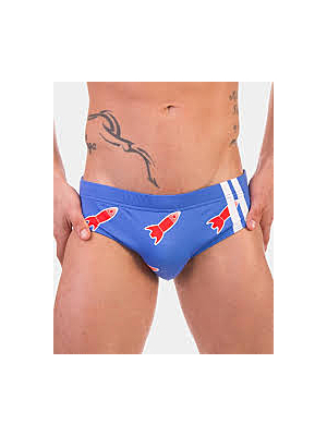 Space Rocket Swim Brief Blue - XL