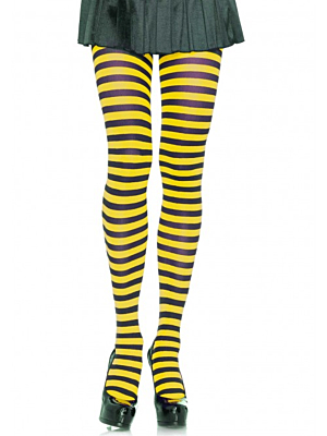 Nylon Stripe Tights Zebra - Yellow