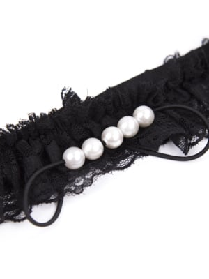 Lace Pearl Sexy Pantie One Size Black