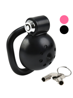 Button Lock Chastity Cock Cage Black