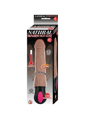 Realistic Warming and Vibrating Dildo 18 cm - Brown Επαναφορτιζόμενος Δονητής Πολυτελείας