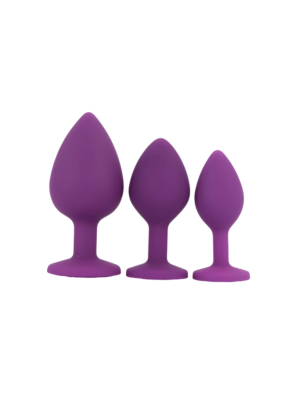 Toosh Silicone Butt Plug Purple Set of 3 Clear Stone