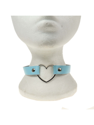 Δερμάτινο Χειροποίητο Κολάρο Row Heart Fitting Choker (Γαλάζιο) - BULLET69