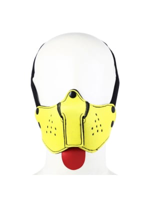 BDSM Μάσκα Σκυλάκι Neoprene με Φίμωτρο - Κίτρινο