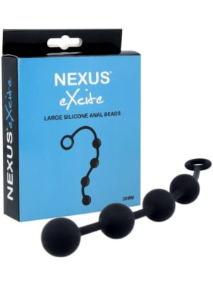 EXCITE Large Silicone Anal Beads - Black