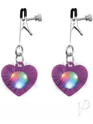 Charmed - Heart Adjustable Nipple Clamps with LED Lights