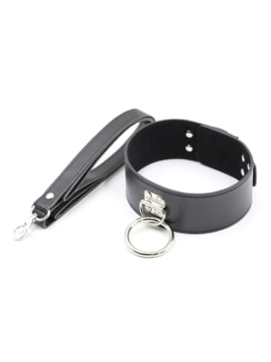 O Ring Lock Collar With Leash Black