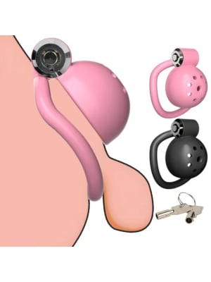 Button Lock Chastity Cock Cage Pink
