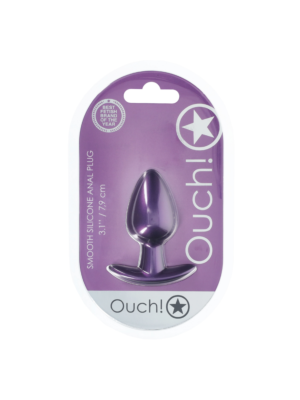 Ouch Smooth Silicone Anal Plug - Medium - 3.1" / 7,9 cm - Metallic Purple