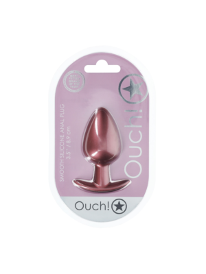 Ouch Smooth Silicone Anal Plug - Large - 3.5" / 8,9 cm - Rose Gold