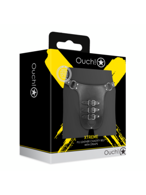 Ouch PU Leather Chastity Belt with Straps - Black