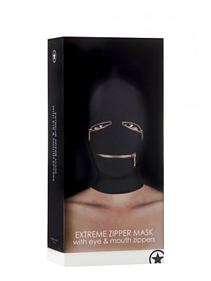 Μαύρη κουκούλα της Ouch Extreme Zipper Mask με Μάτια και Στόμα (Μαύρο)