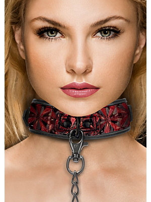 Ouch! Luxury Collar with Leash - Burgundy