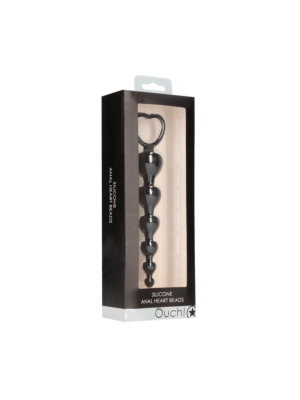 Ouch Anal Heart Beads - Black