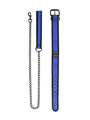 Neoprene Collar with Leash Blue