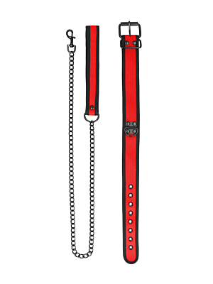 Neoprene Collar With Leash Red