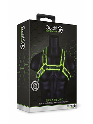 Ouch! Buckle Bulldog Harness - Glow in the Dark-SM