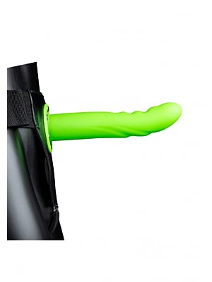 Textured Curved Hollow Strap-on 20 cm - Glow in the Dark
